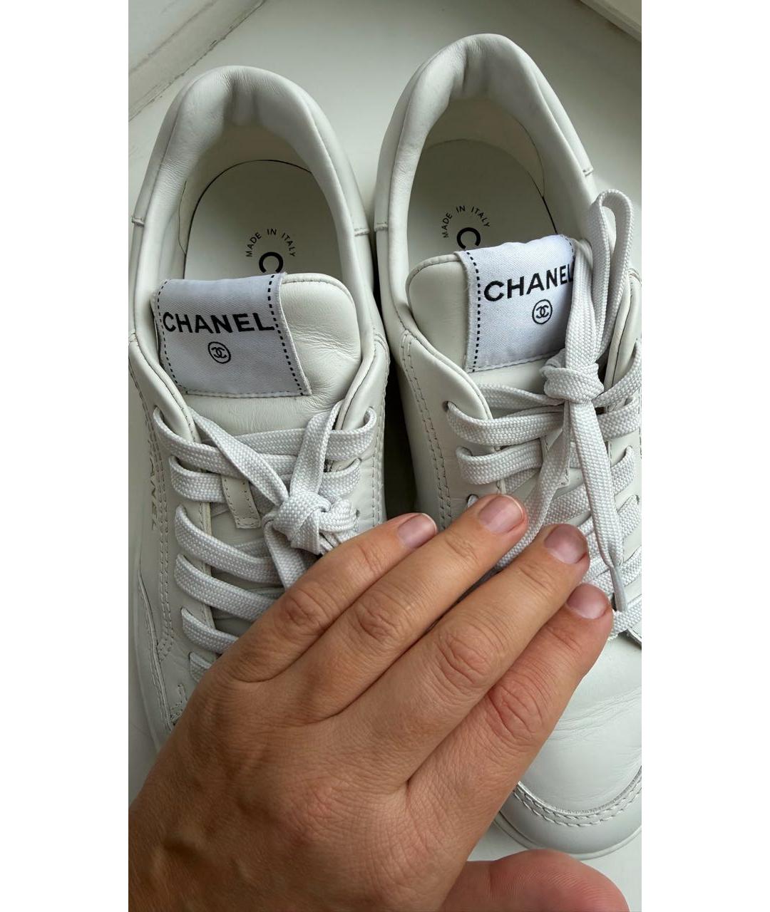 CHANEL Белые кожаные кеды, фото 7