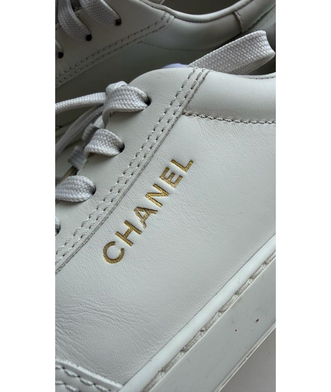 CHANEL Белые кожаные кеды, фото 5