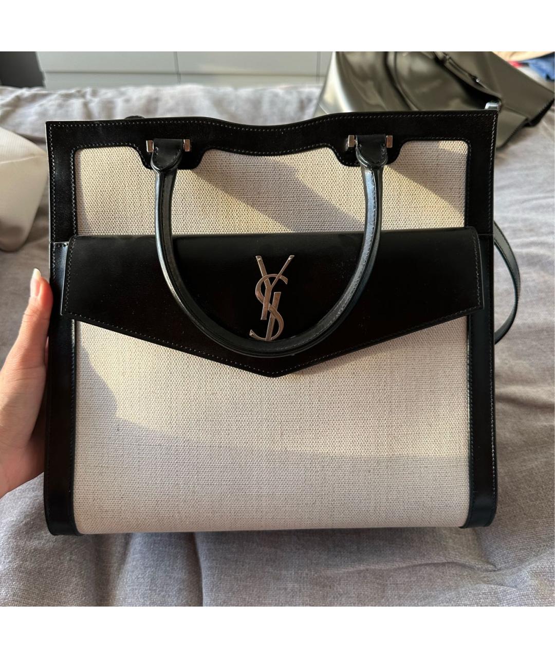 SAINT LAURENT Бежевая сумка тоут, фото 9