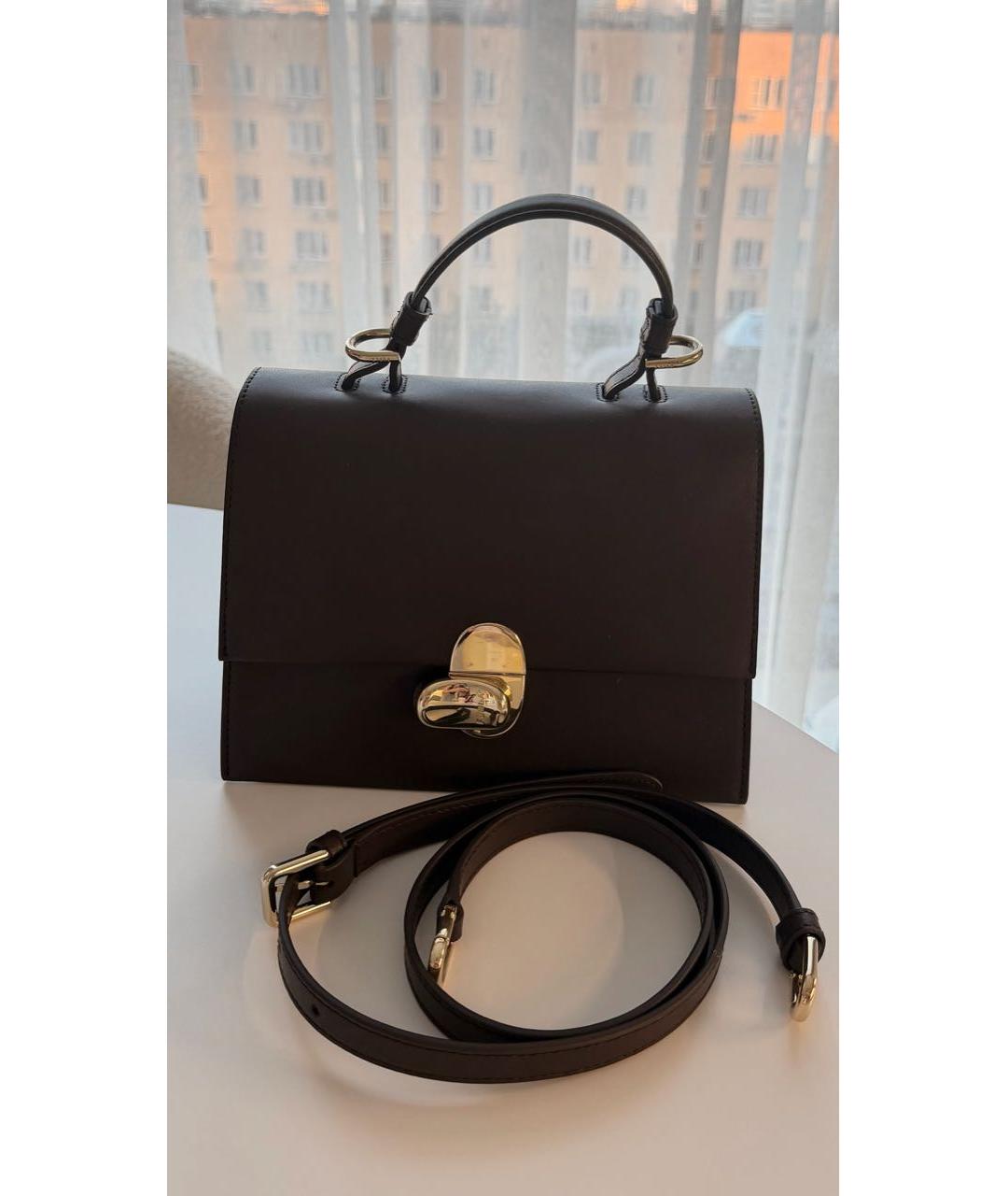 FURLA Коричневая кожаная сумка с короткими ручками, фото 5
