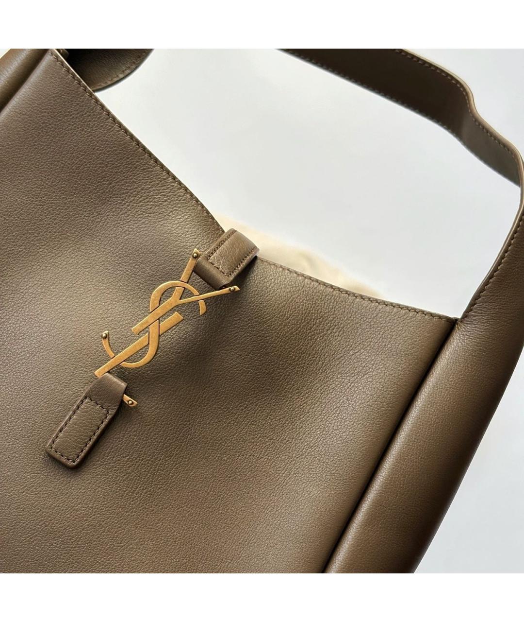 SAINT LAURENT Коричневая кожаная сумка через плечо, фото 3