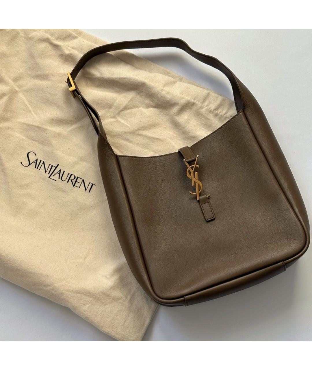 SAINT LAURENT Коричневая кожаная сумка через плечо, фото 2