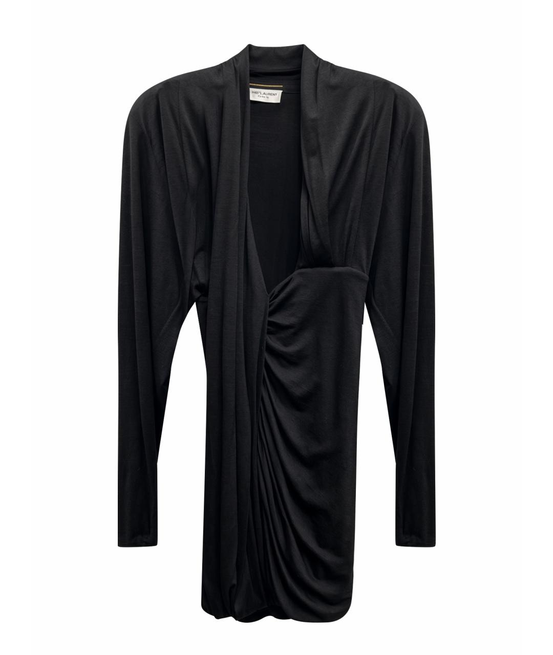 SAINT LAURENT Черное шерстяное коктейльное платье, фото 1