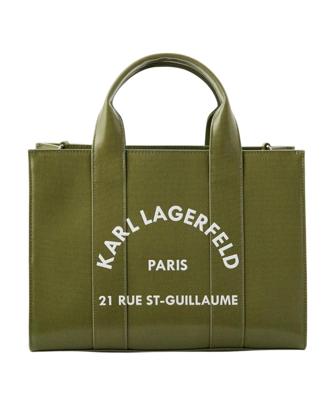 KARL LAGERFELD Зеленая сумка с короткими ручками из искусственной кожи, фото 1