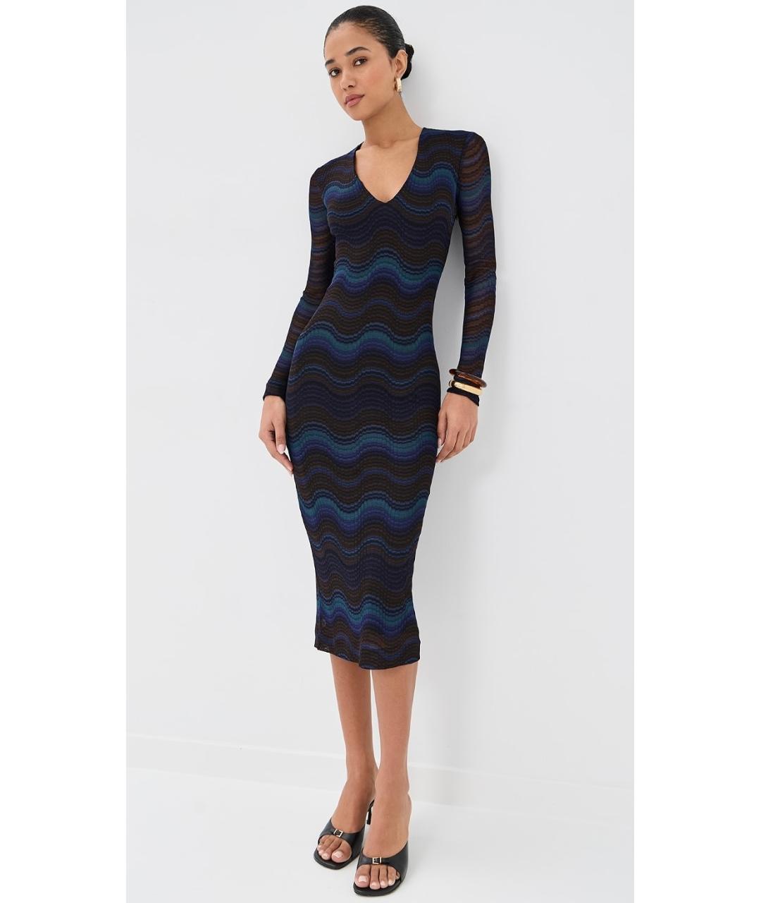 MISSONI Синее вискозное коктейльное платье, фото 2