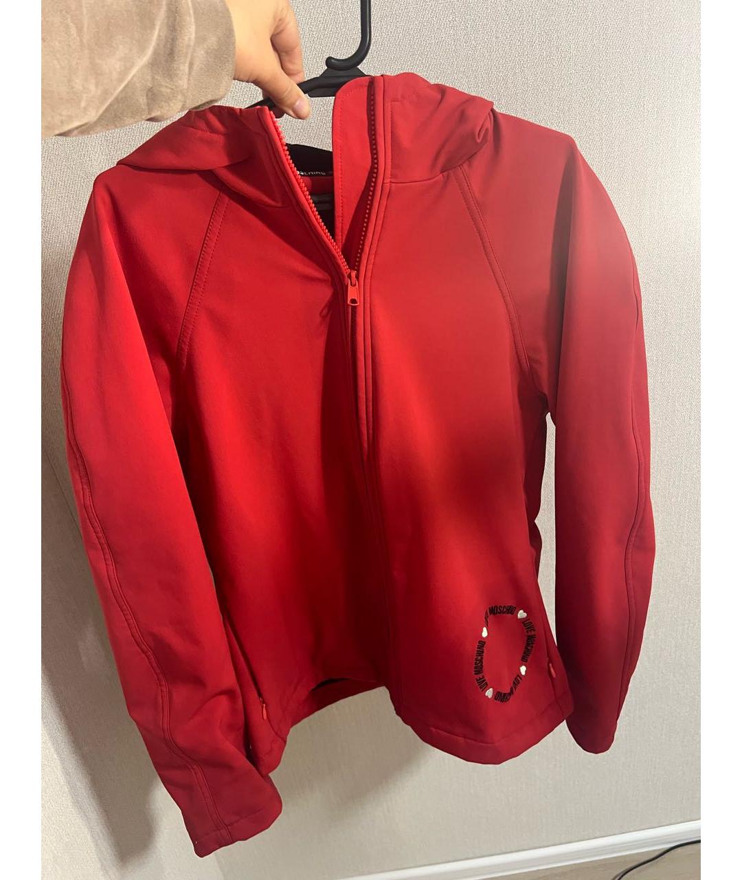 LOVE MOSCHINO Красная полиамидовая куртка, фото 7