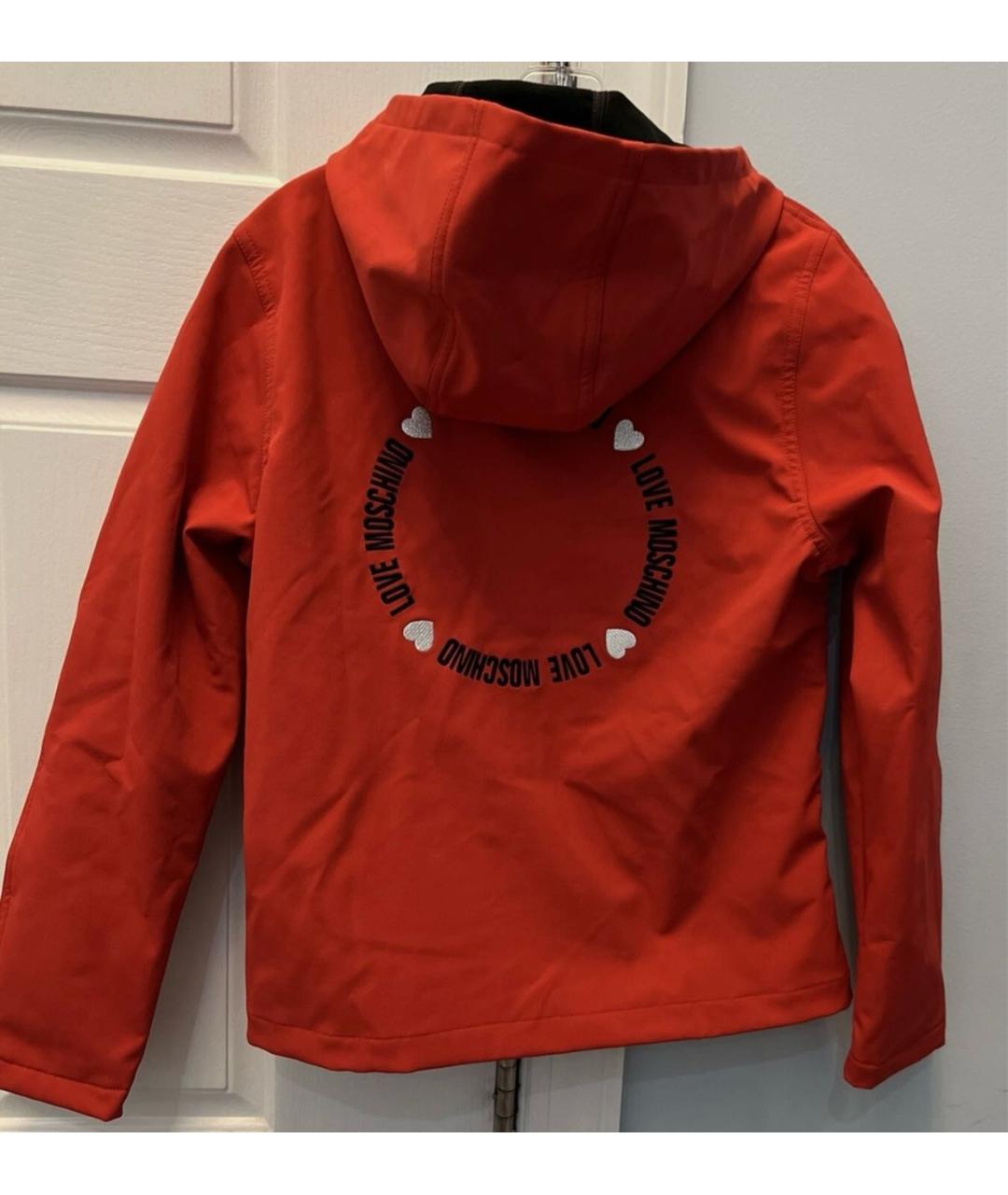 LOVE MOSCHINO Красная полиамидовая куртка, фото 2