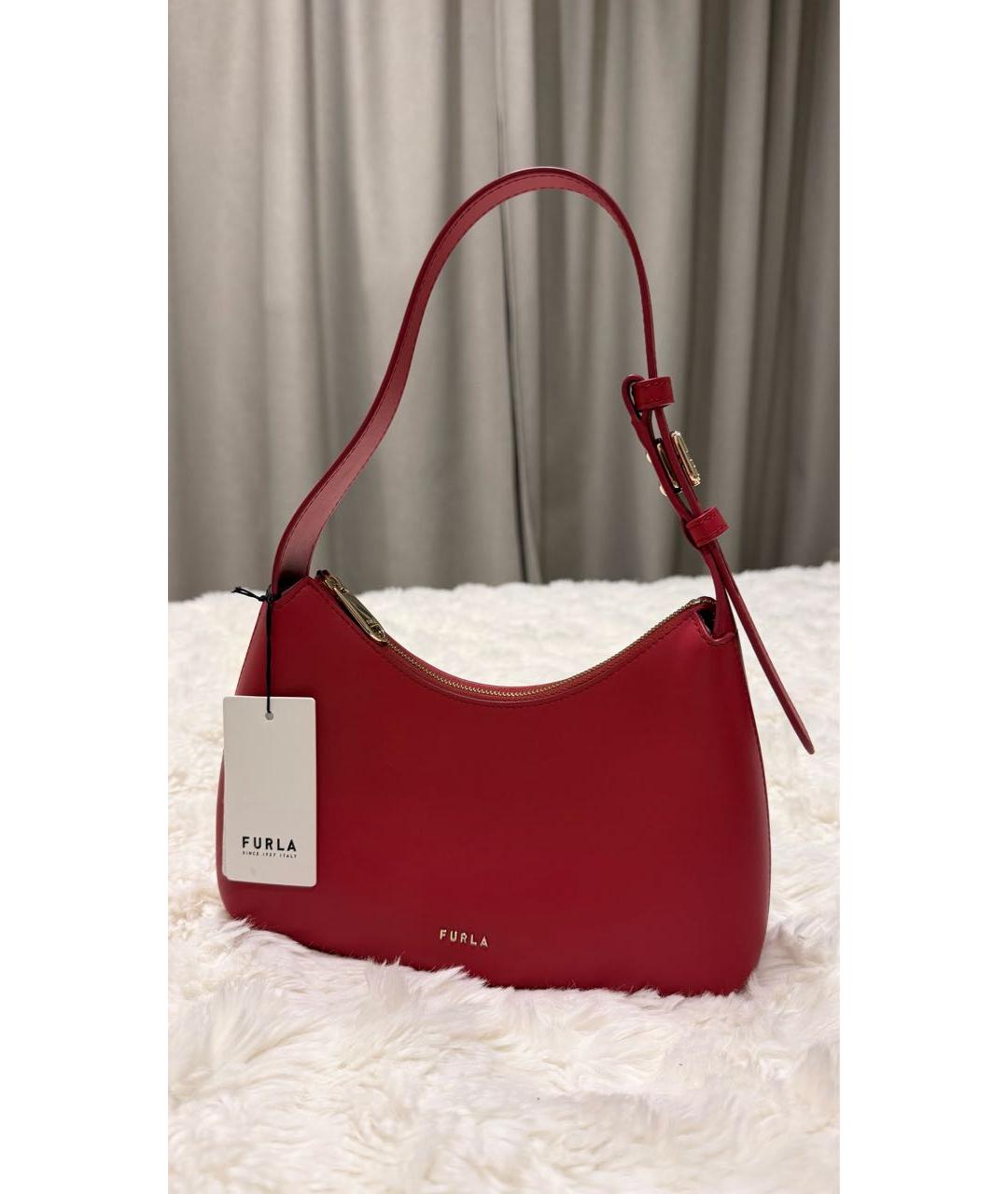 FURLA Красная кожаная сумка через плечо, фото 6