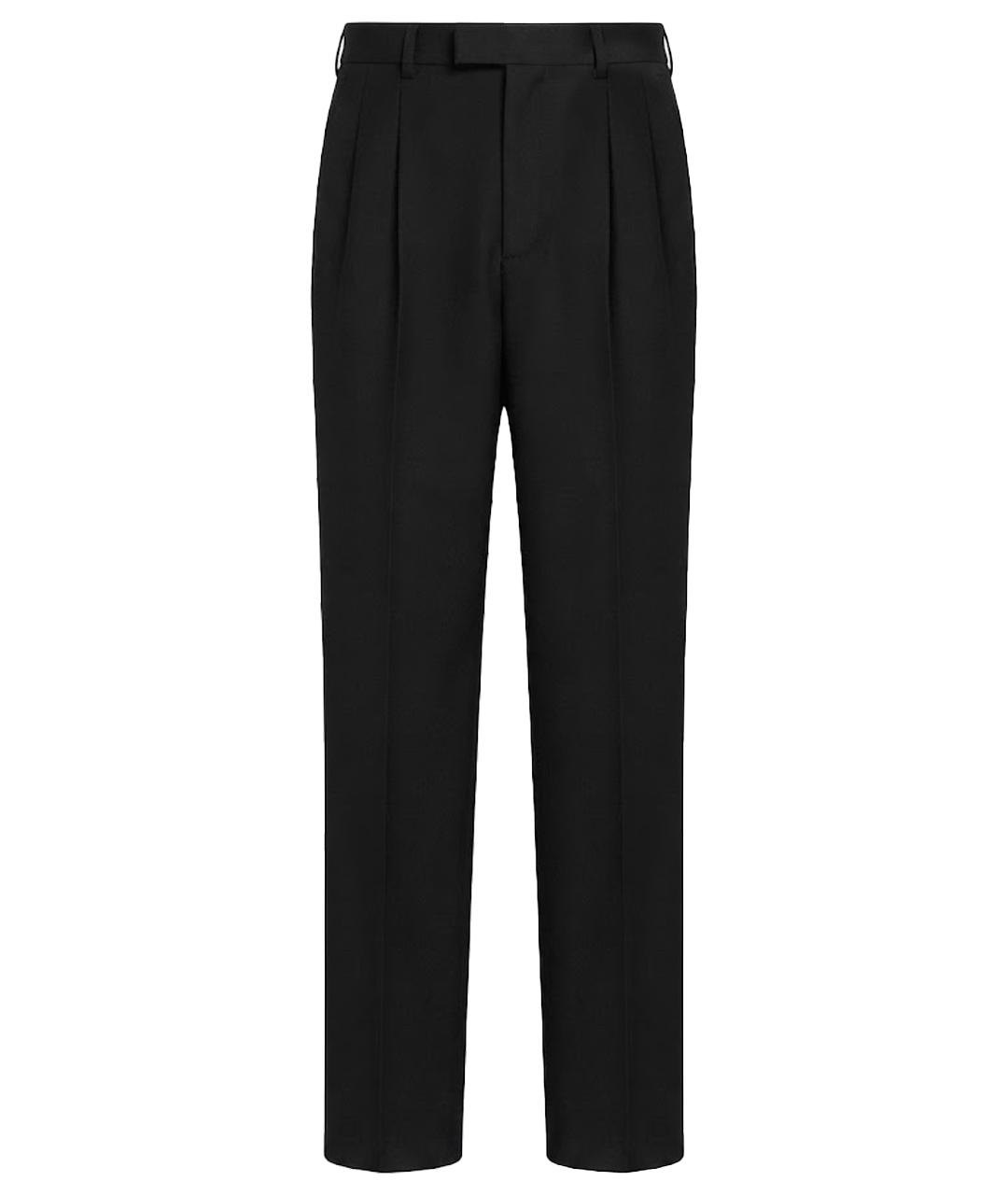 CELINE Черные шерстяные прямые брюки, фото 1