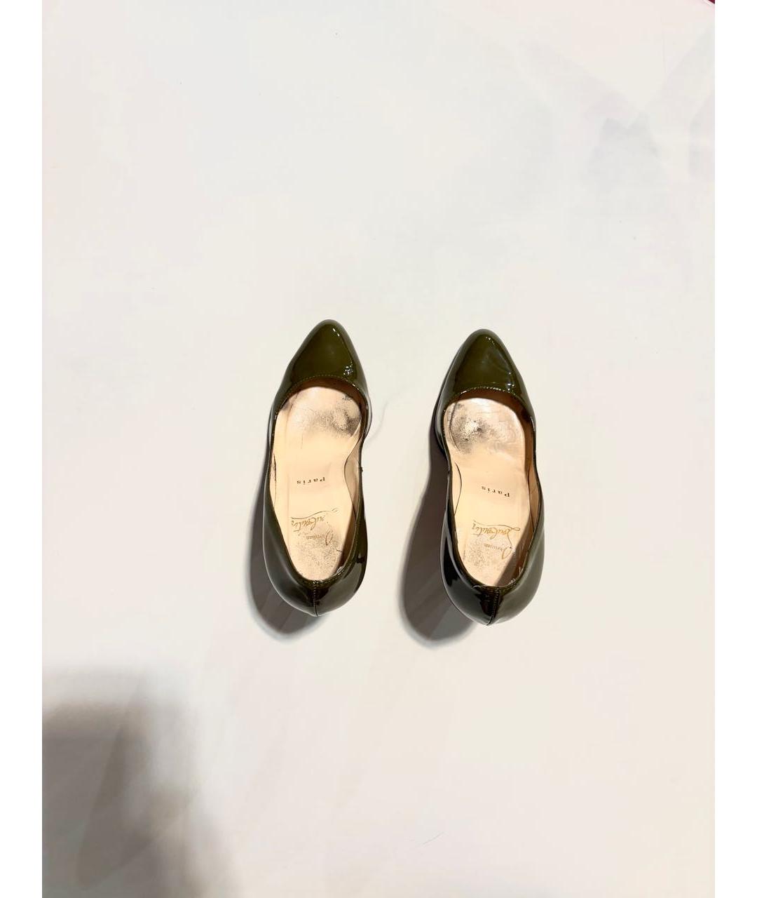 CHRISTIAN LOUBOUTIN Хаки кожаные туфли, фото 5