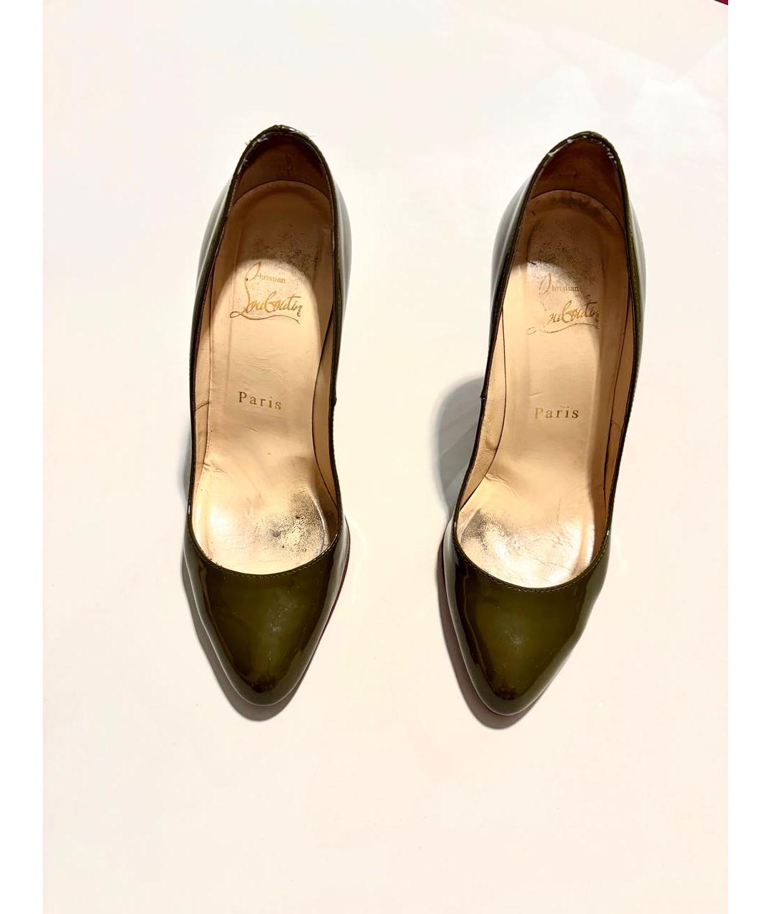 CHRISTIAN LOUBOUTIN Хаки кожаные туфли, фото 3