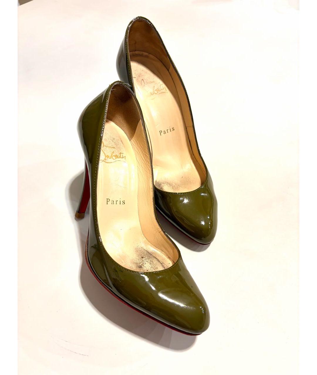 CHRISTIAN LOUBOUTIN Хаки кожаные туфли, фото 6