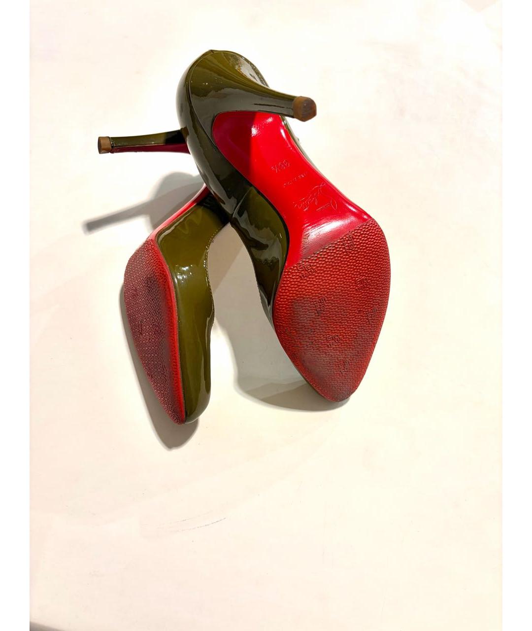 CHRISTIAN LOUBOUTIN Хаки кожаные туфли, фото 7