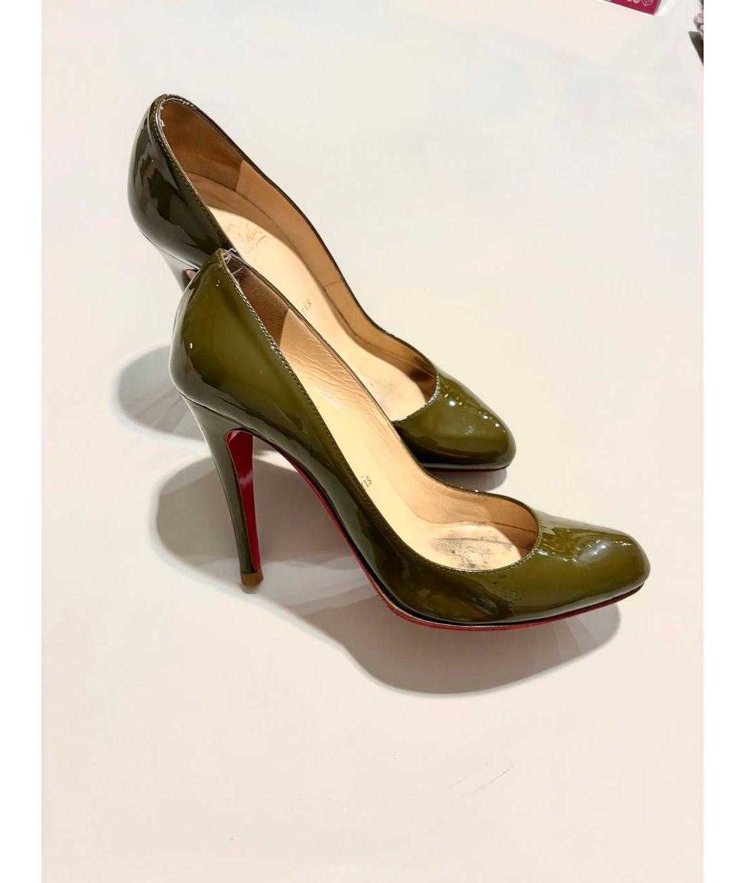 CHRISTIAN LOUBOUTIN Хаки кожаные туфли, фото 9