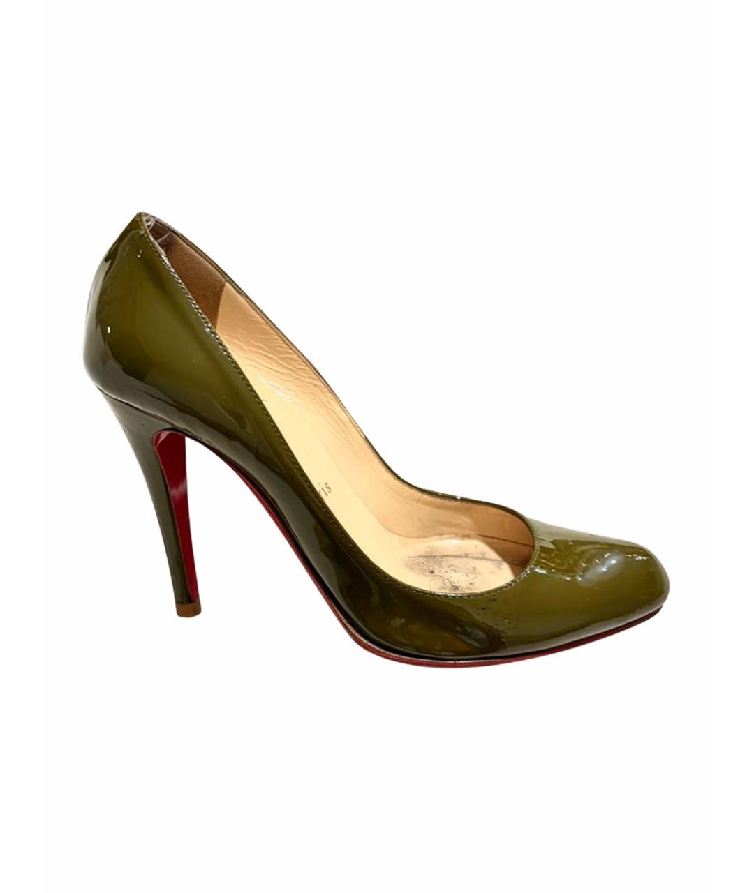 CHRISTIAN LOUBOUTIN Хаки кожаные туфли, фото 1