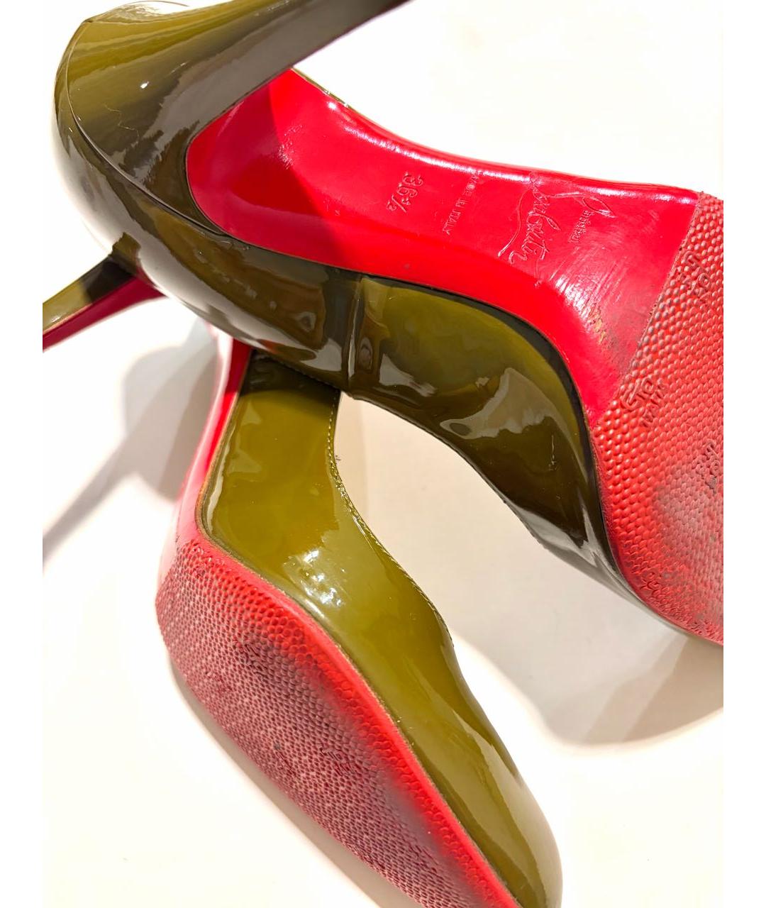 CHRISTIAN LOUBOUTIN Хаки кожаные туфли, фото 8
