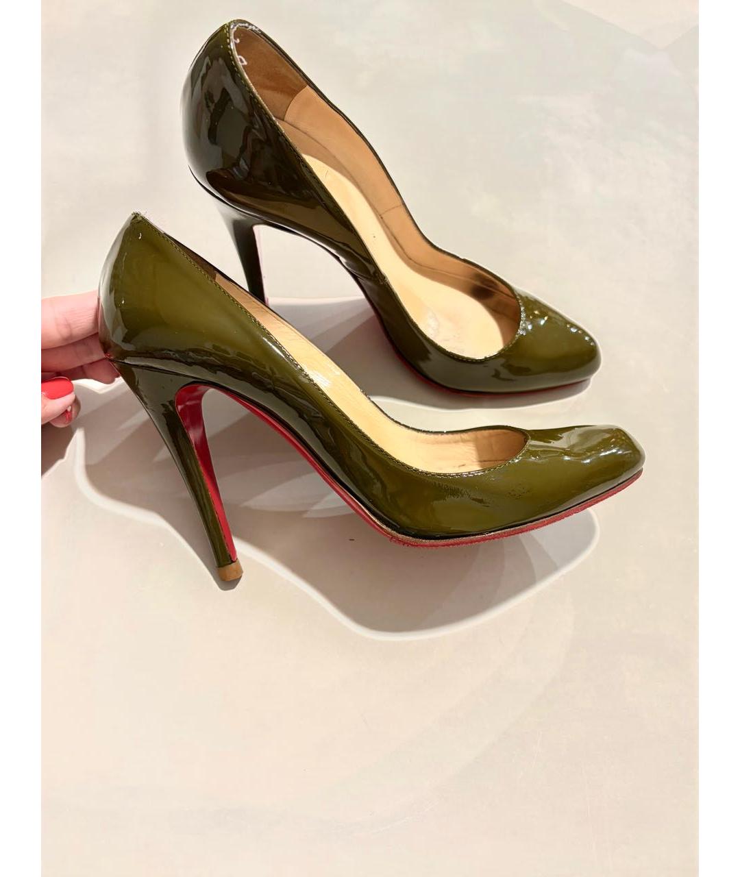CHRISTIAN LOUBOUTIN Хаки кожаные туфли, фото 2