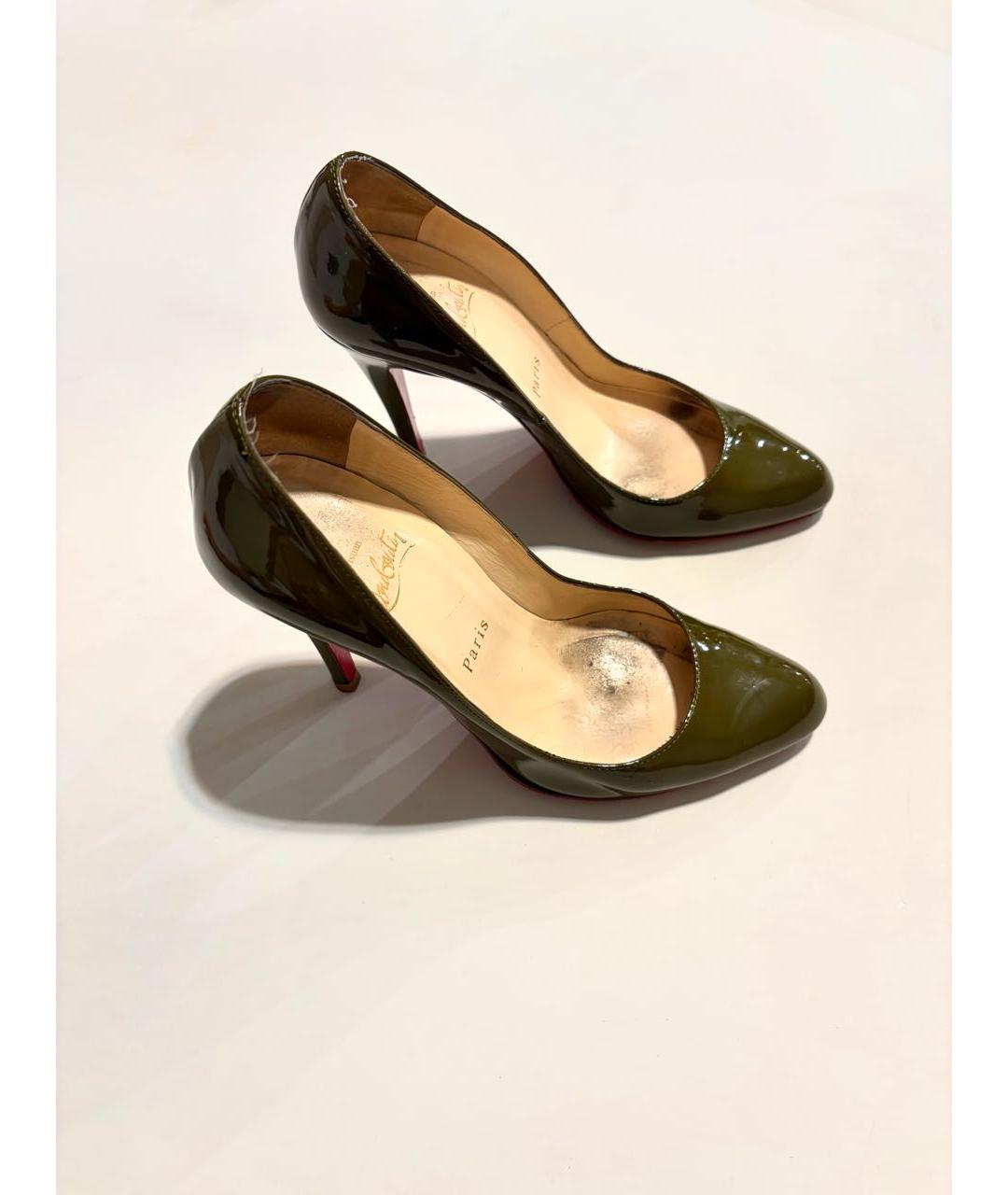 CHRISTIAN LOUBOUTIN Хаки кожаные туфли, фото 4