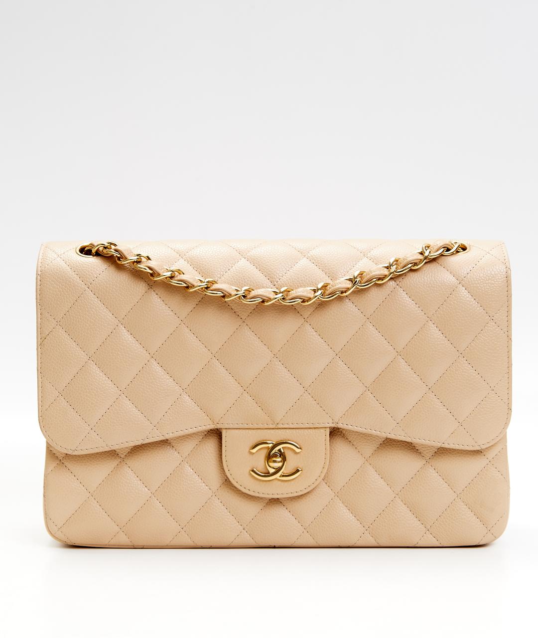 CHANEL Бежевая кожаная сумка через плечо, фото 10