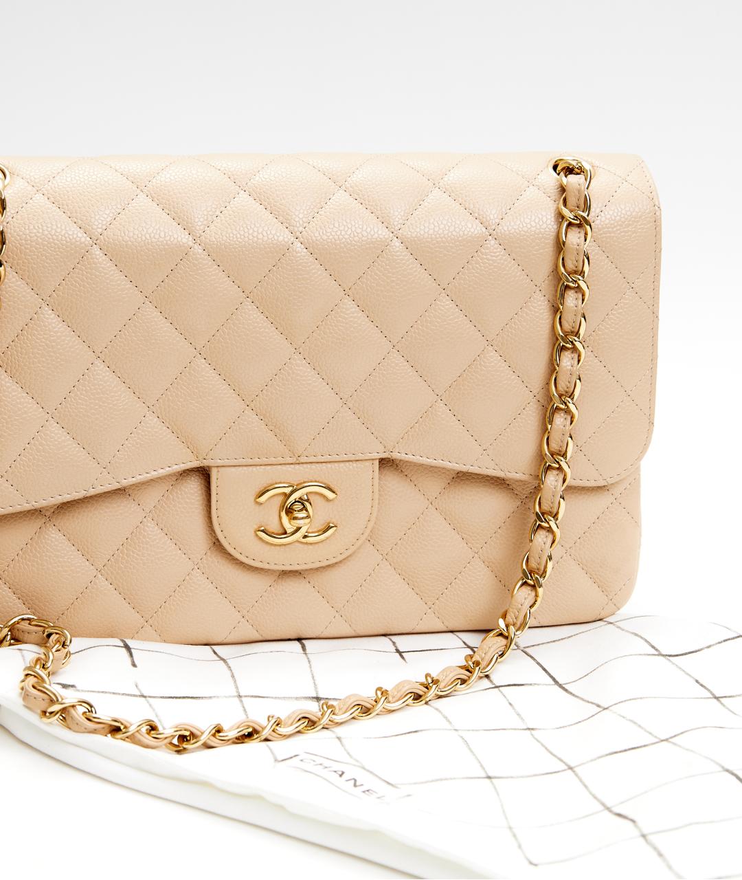 CHANEL Бежевая кожаная сумка через плечо, фото 9