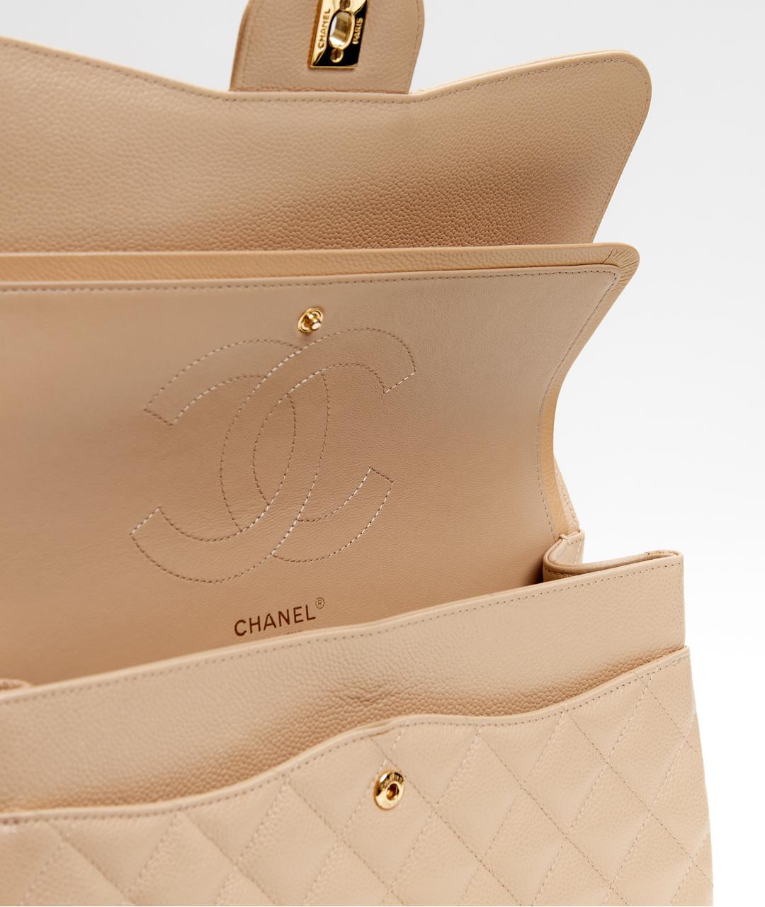 CHANEL Бежевая кожаная сумка через плечо, фото 5