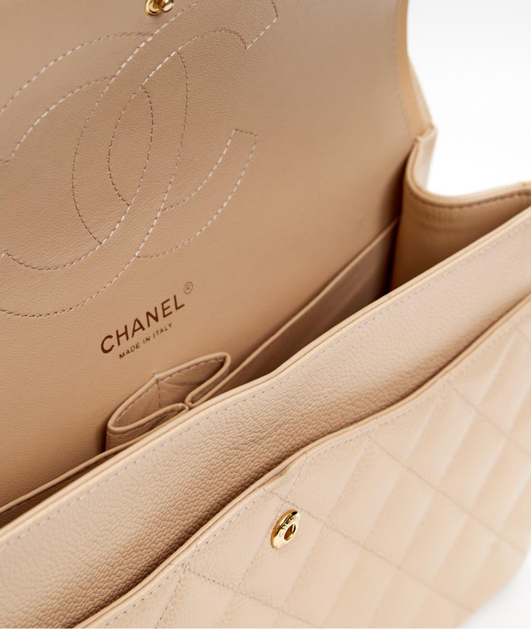 CHANEL Бежевая кожаная сумка через плечо, фото 6