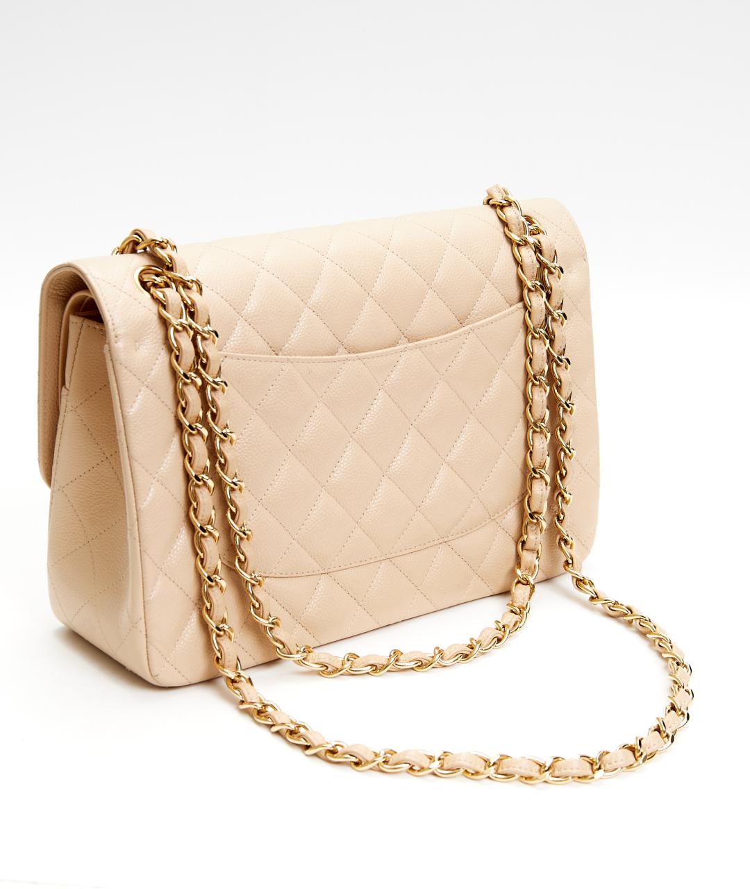 CHANEL Бежевая кожаная сумка через плечо, фото 3