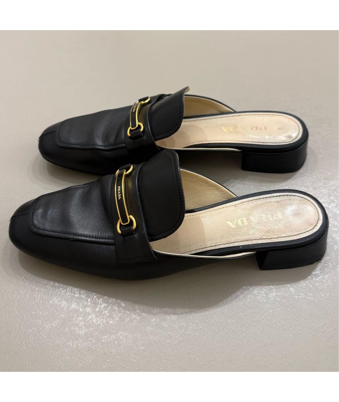PRADA Черные кожаные мюли, фото 4