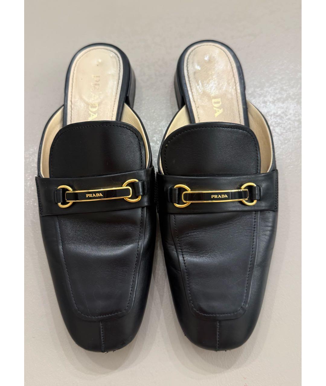 PRADA Черные кожаные мюли, фото 2