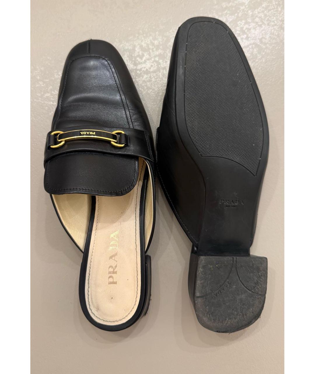 PRADA Черные кожаные мюли, фото 3