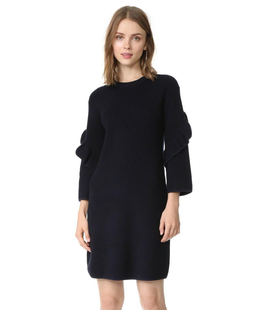 TORY BURCH Темно-синее шерстяное повседневное платье, фото 3