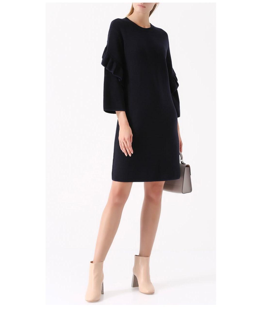 TORY BURCH Темно-синее шерстяное повседневное платье, фото 2