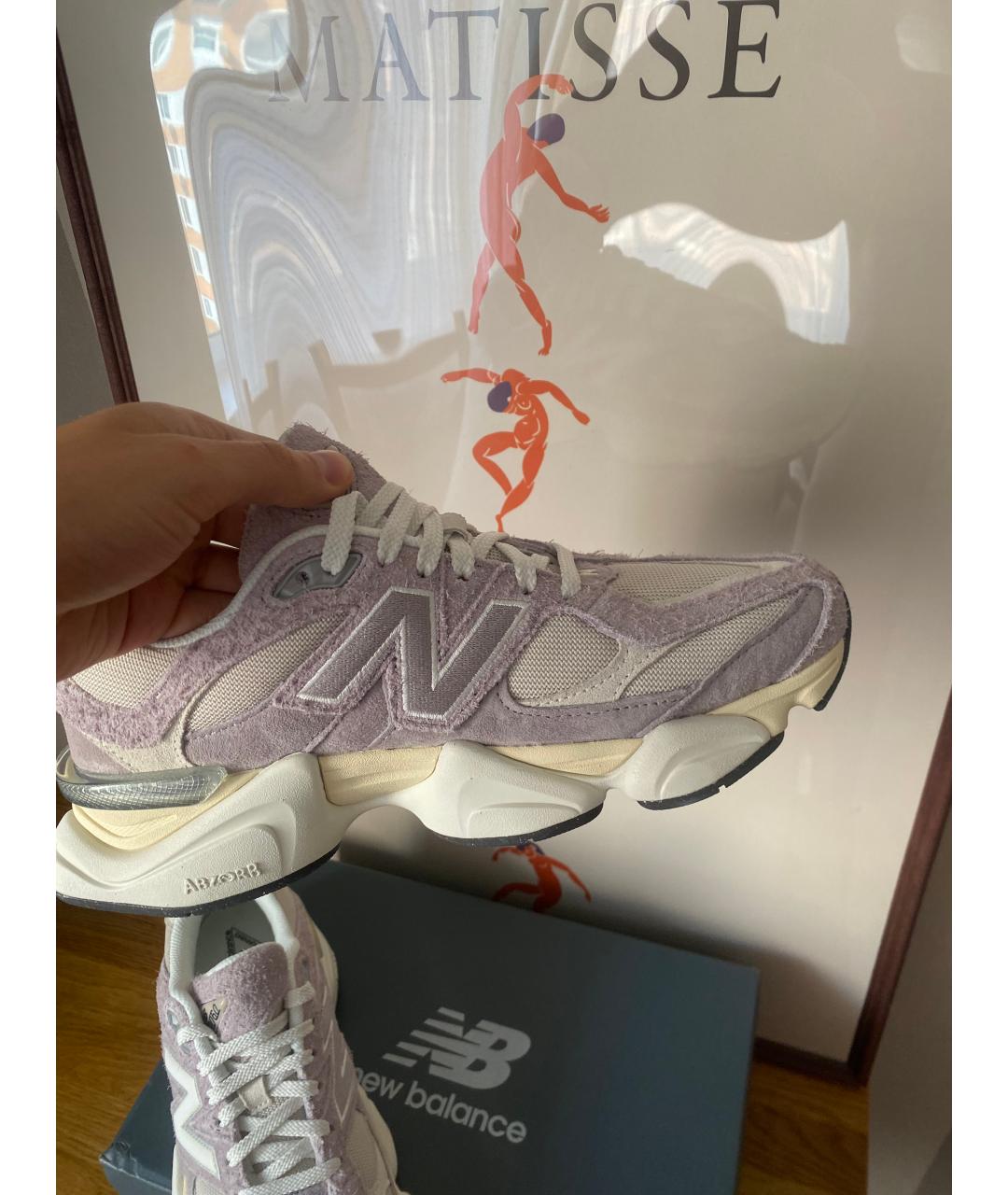 NEW BALANCE Фиолетовые замшевые высокие кроссовки / кеды, фото 4