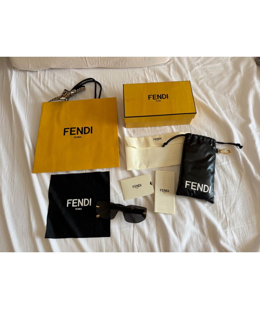 FENDI Черные пластиковые солнцезащитные очки, фото 4