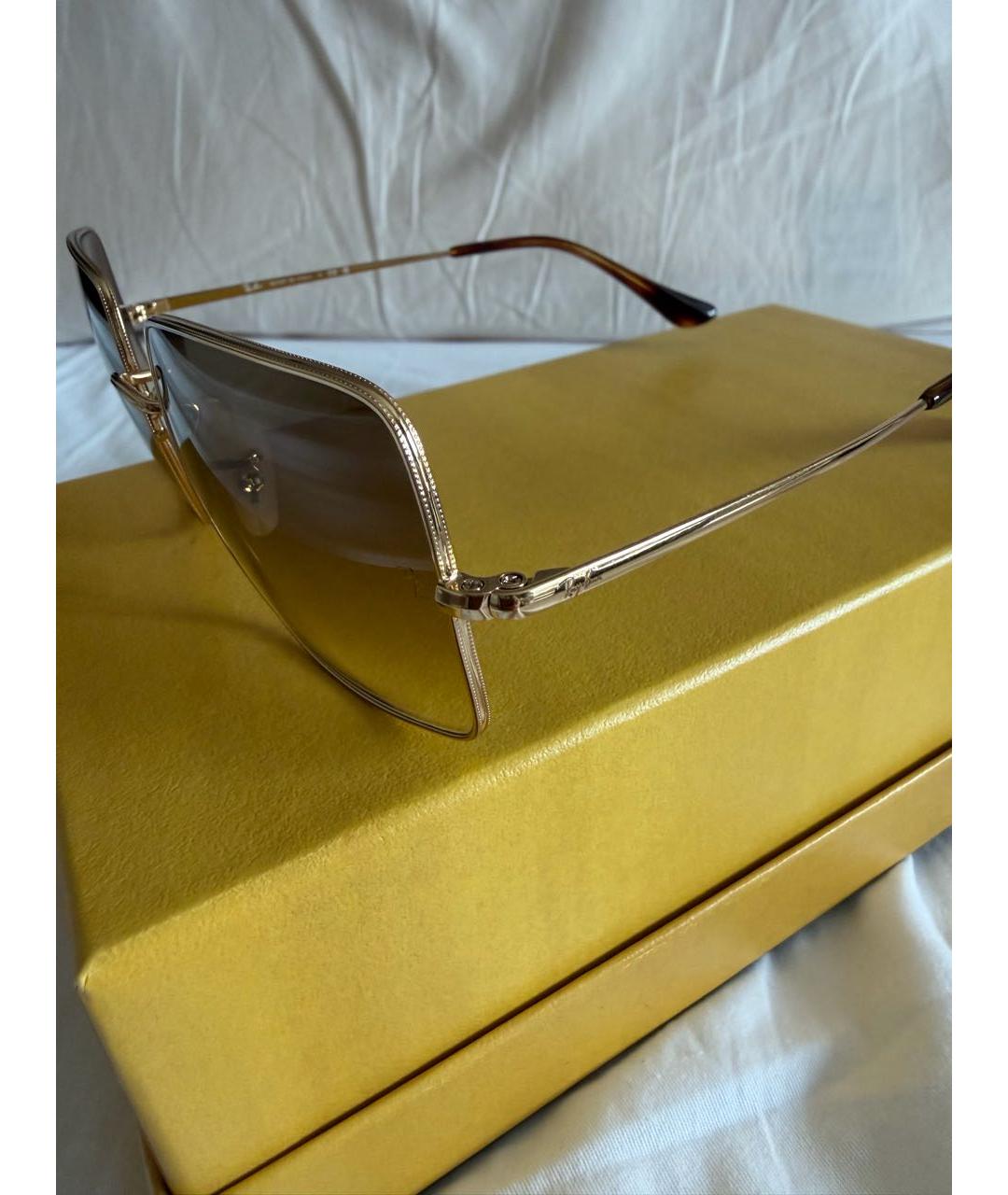 RAY BAN Коричневые металлические солнцезащитные очки, фото 3