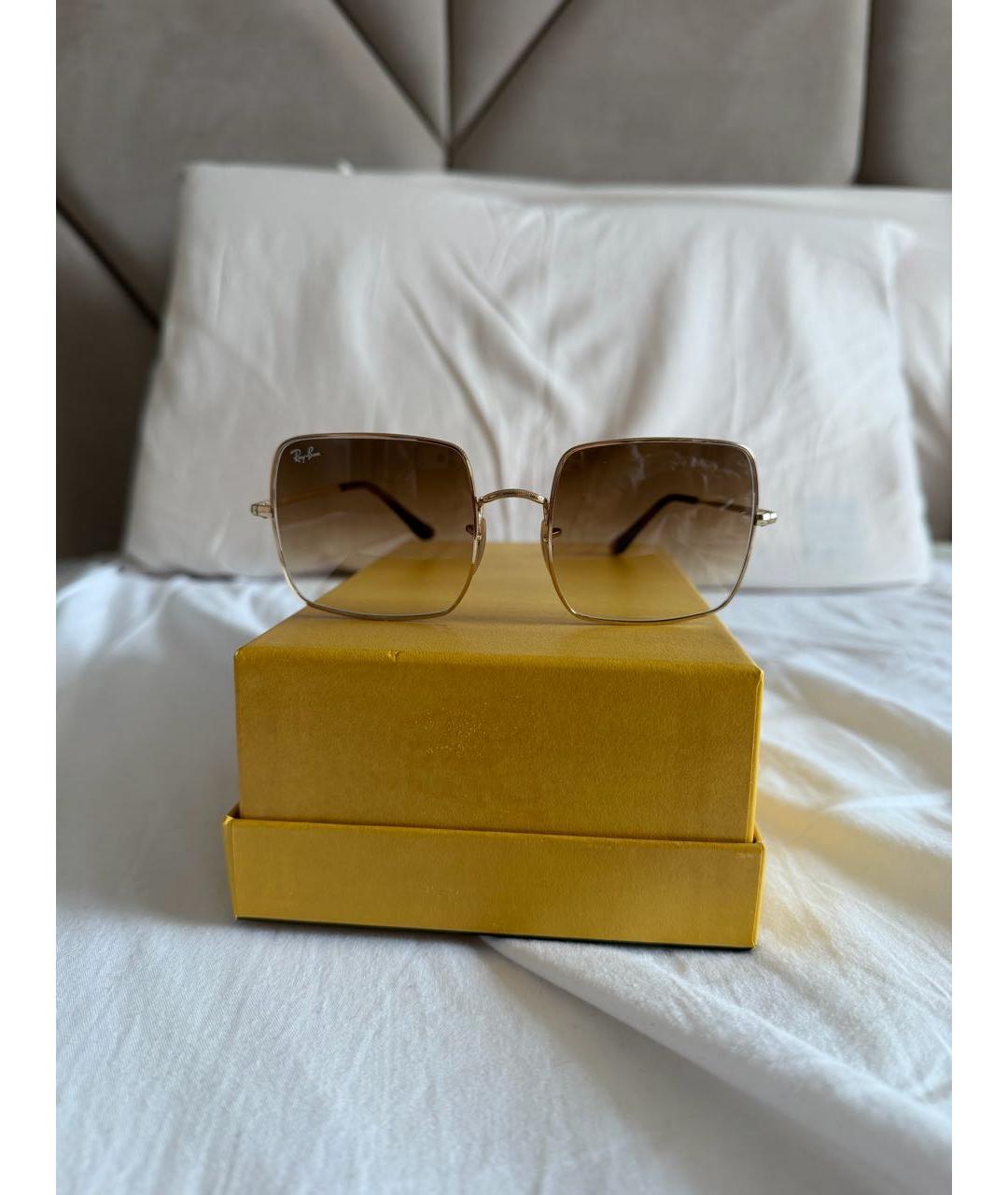 RAY BAN Коричневые металлические солнцезащитные очки, фото 6