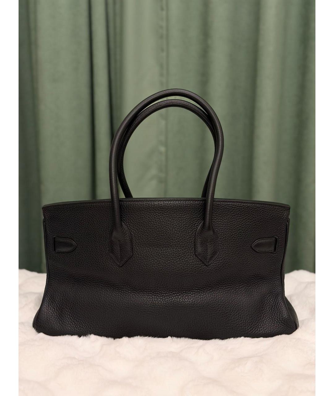 HERMES Черная кожаная сумка тоут, фото 3