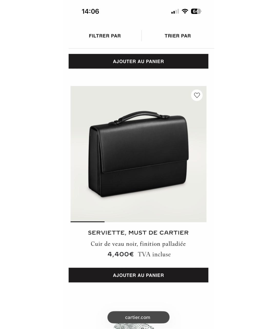 CARTIER Черный кожаный портфель, фото 7