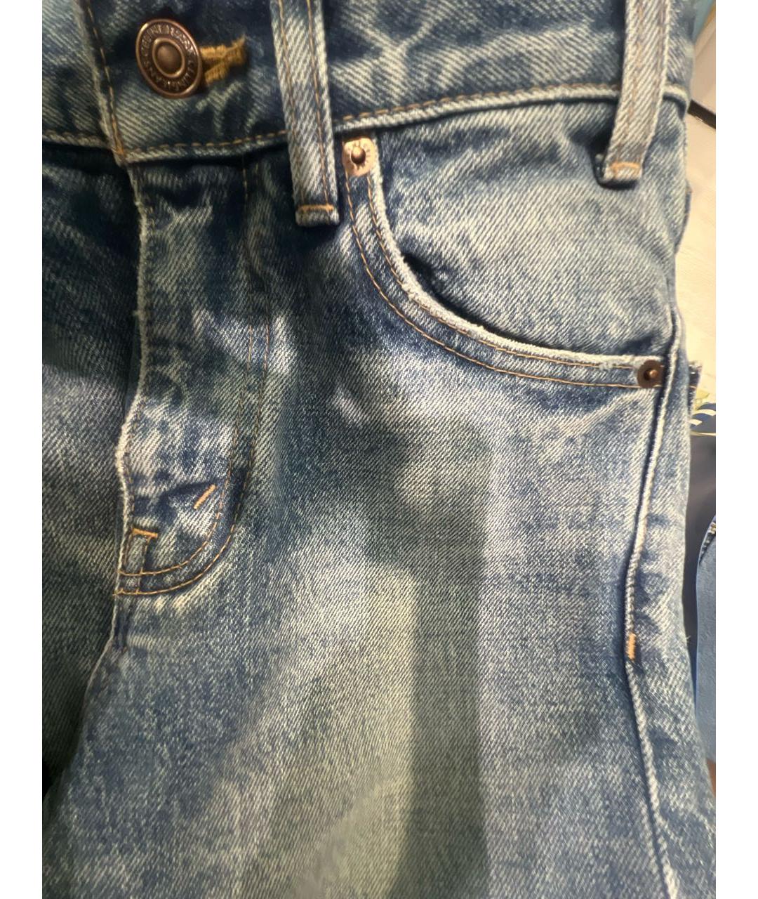 CELINE Голубые хлопковые прямые джинсы, фото 4