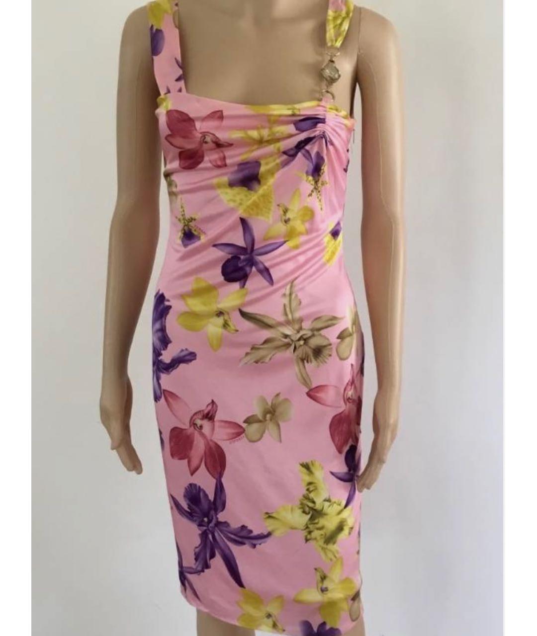 VERSACE Мульти полиэстеровое коктейльное платье, фото 5