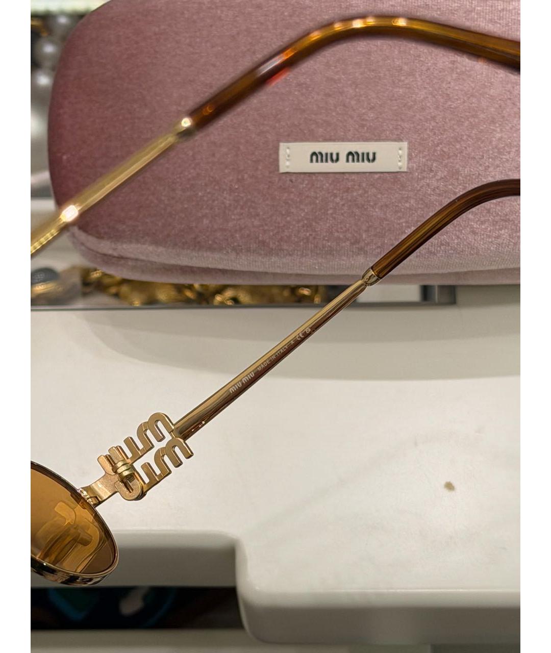MIU MIU Золотые металлические солнцезащитные очки, фото 7