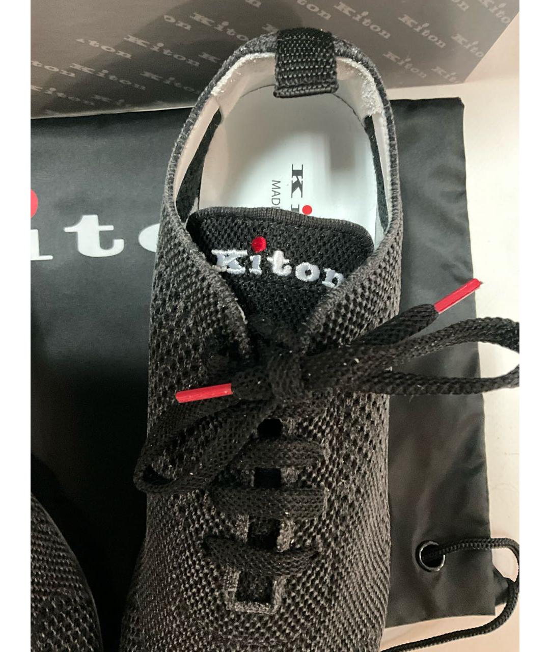 KITON Серые текстильные низкие кроссовки / кеды, фото 3