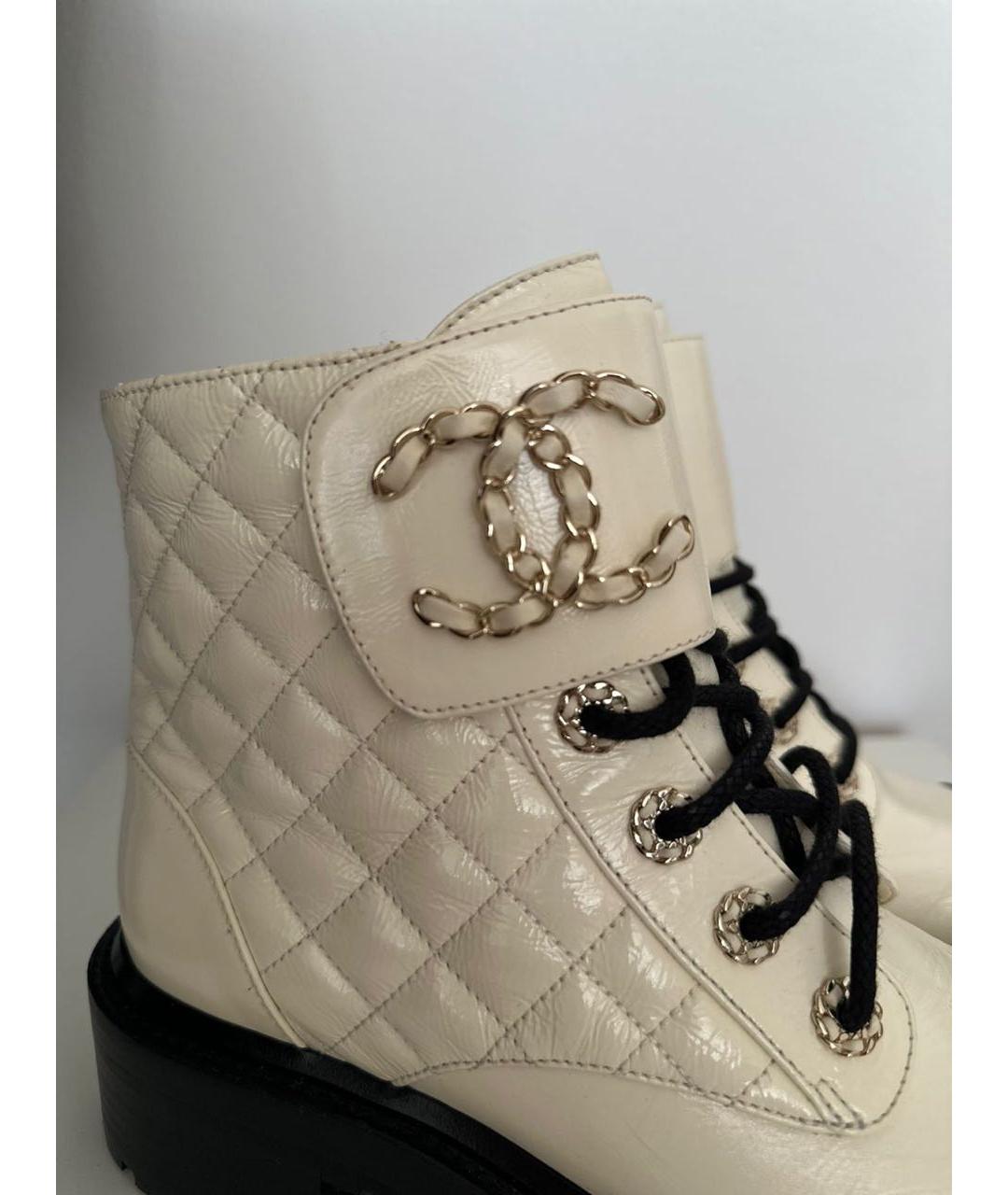 CHANEL Белые кожаные ботинки, фото 8