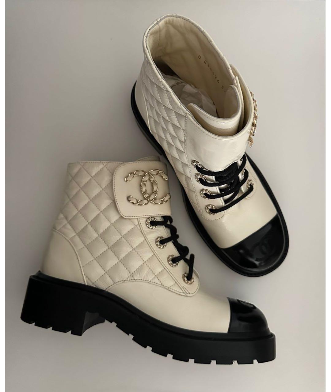 CHANEL Белые кожаные ботинки, фото 9