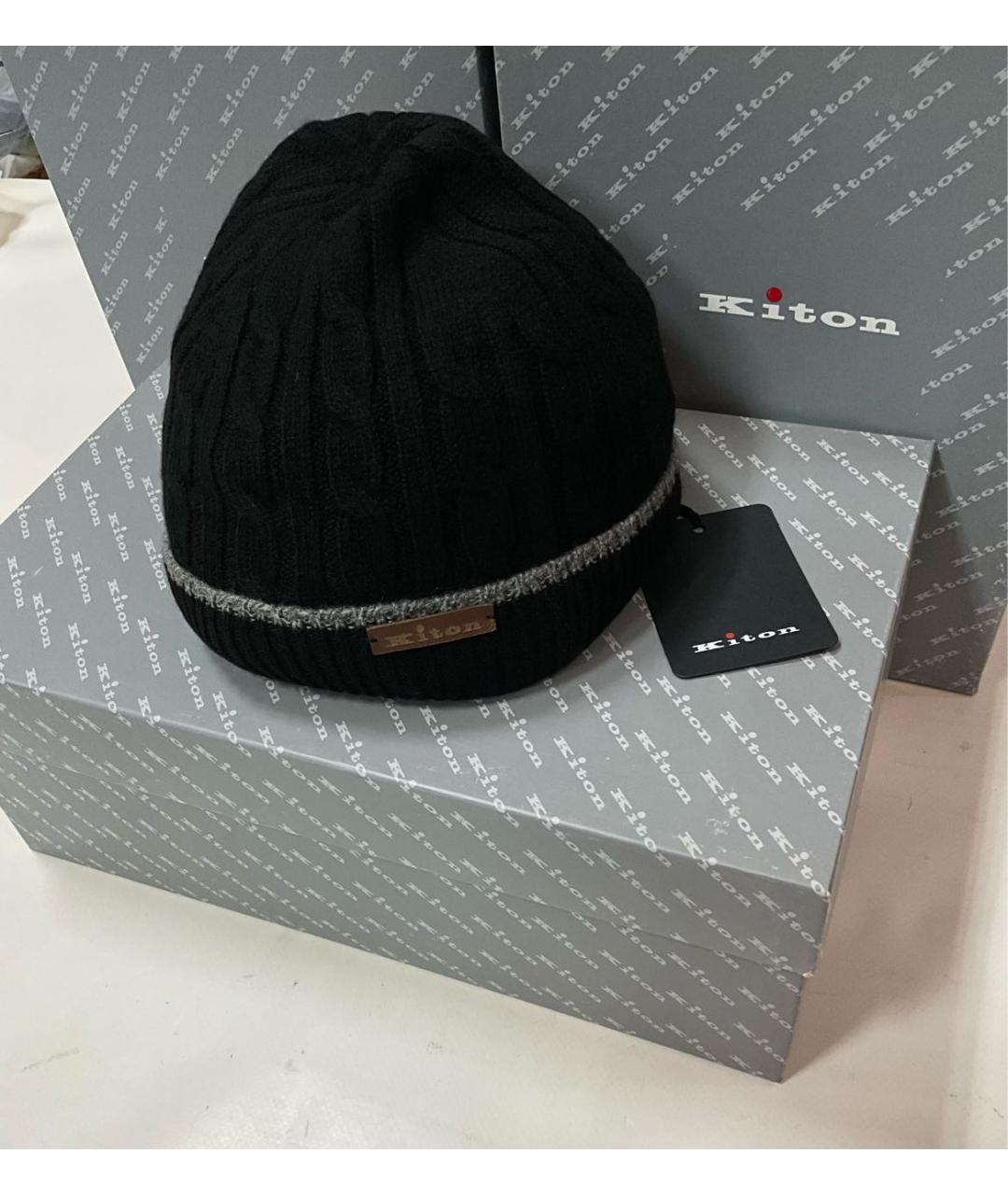 KITON Черная кашемировая шапка, фото 2