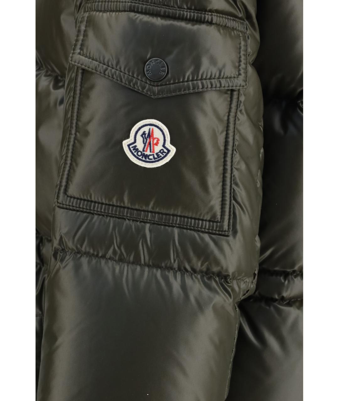 MONCLER Зеленый полиэстеровый пуховик, фото 3