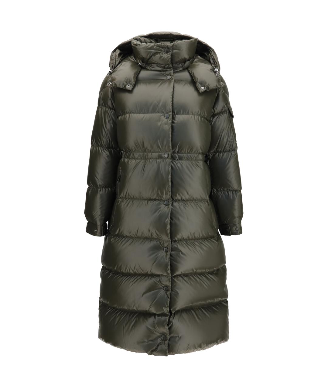 MONCLER Зеленый полиэстеровый пуховик, фото 1