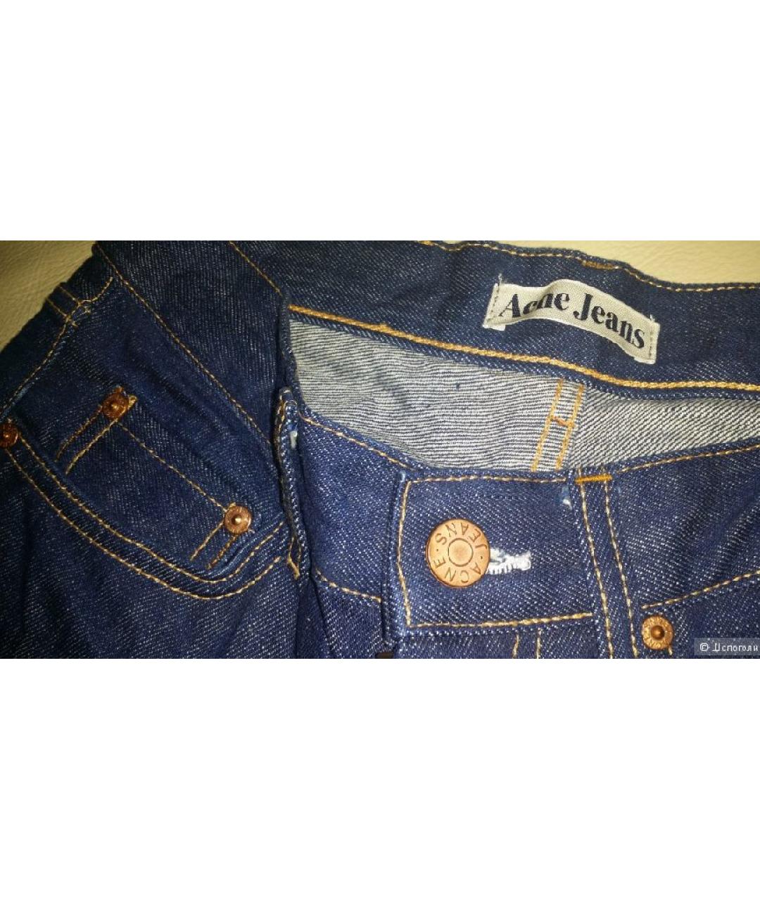 ACNE STUDIOS Темно-синие хлопковые прямые джинсы, фото 3