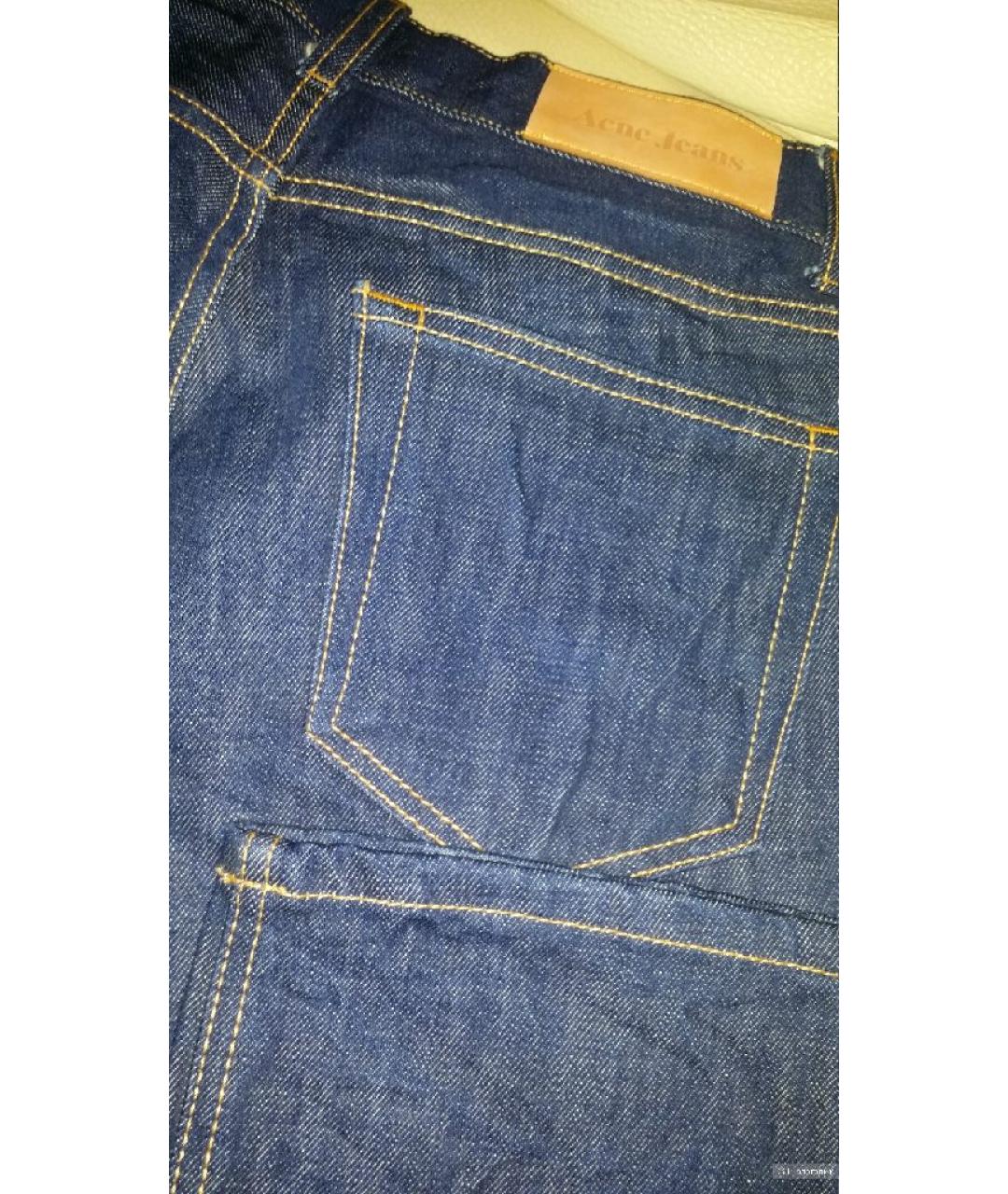 ACNE STUDIOS Темно-синие хлопковые прямые джинсы, фото 8