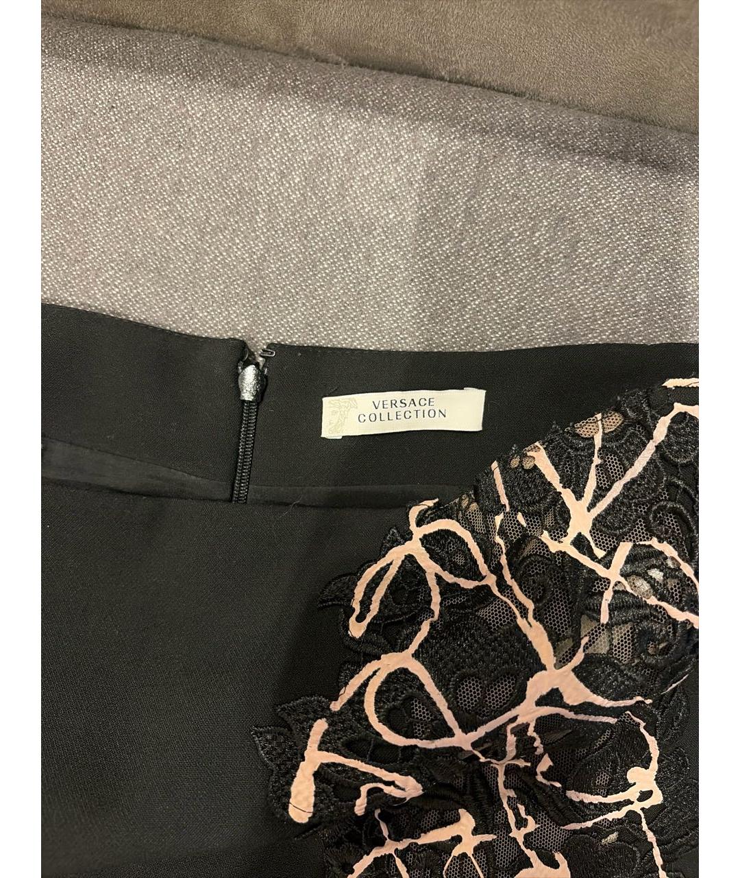 VERSACE COLLECTION Черная вискозная юбка миди, фото 3